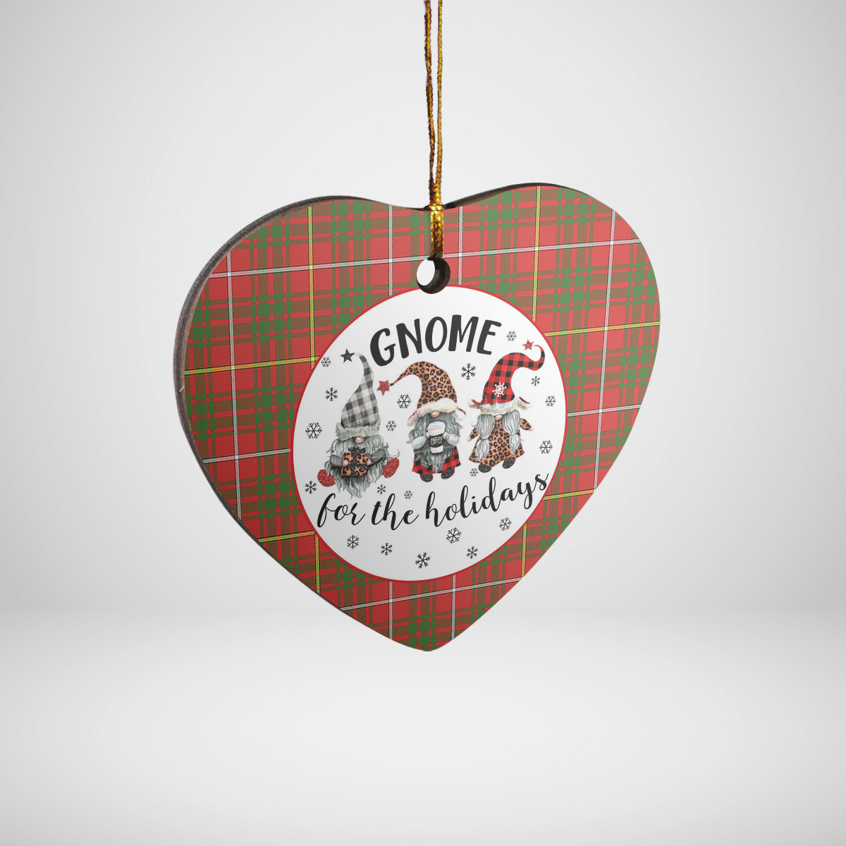 Clan Carruthers Tartan Tartan Crest Gnome Heart Ceramic Ornament SO91 Carruthers Tartan Tartan Christmas   