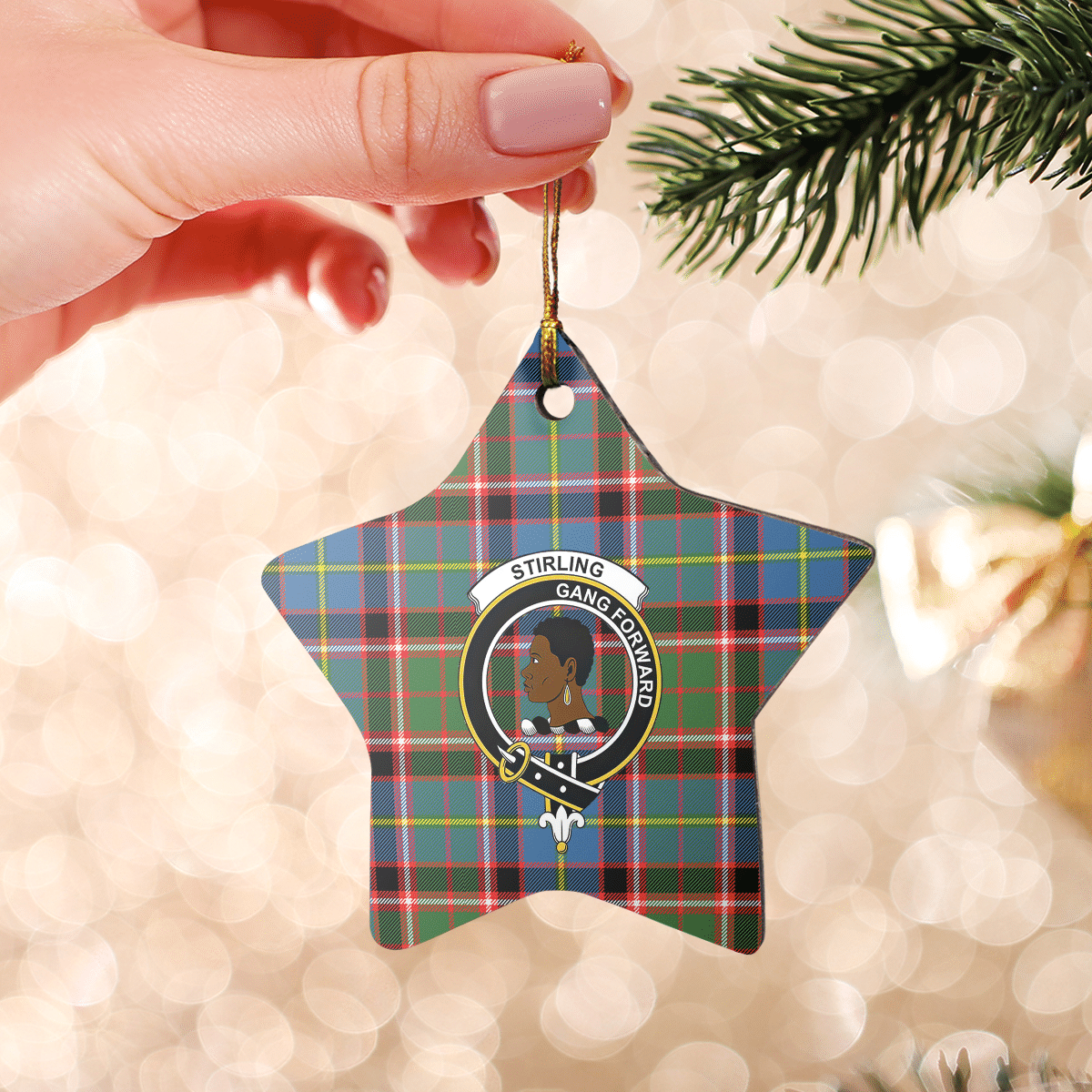 Clan Stirling (of Keir) Tartan Crest Star Ceramic Ornament BN69 Stirling (of Keir) Tartan Tartan Christmas   