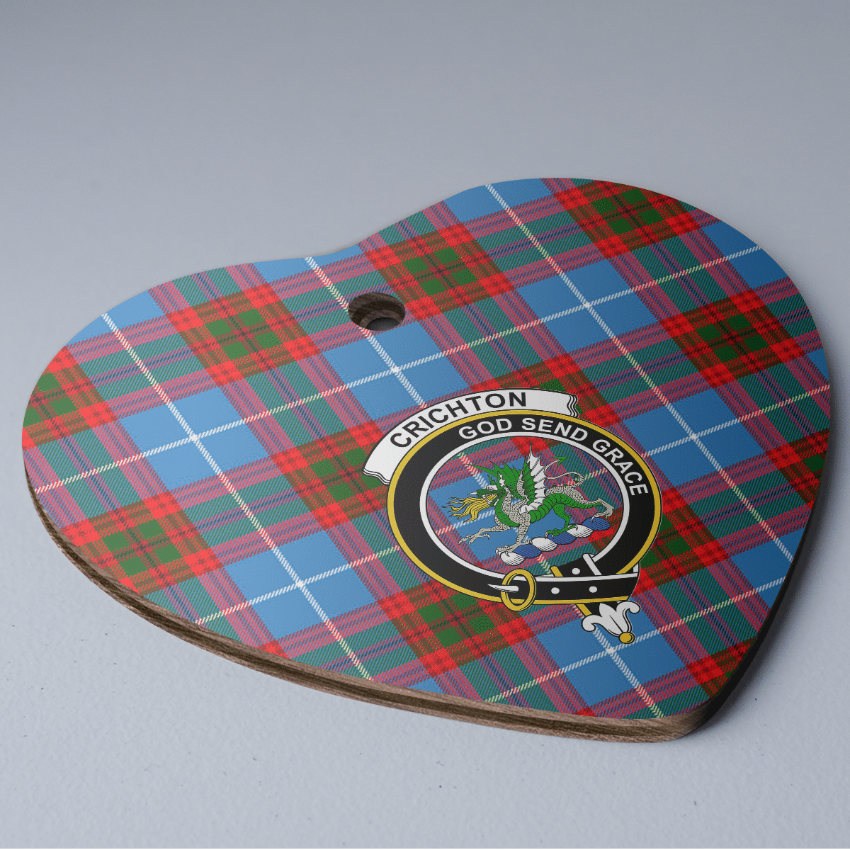 Clan Crichton District Tartan Crest Heart Ceramic Ornament HS33 Crichton District Tartan Tartan Christmas   