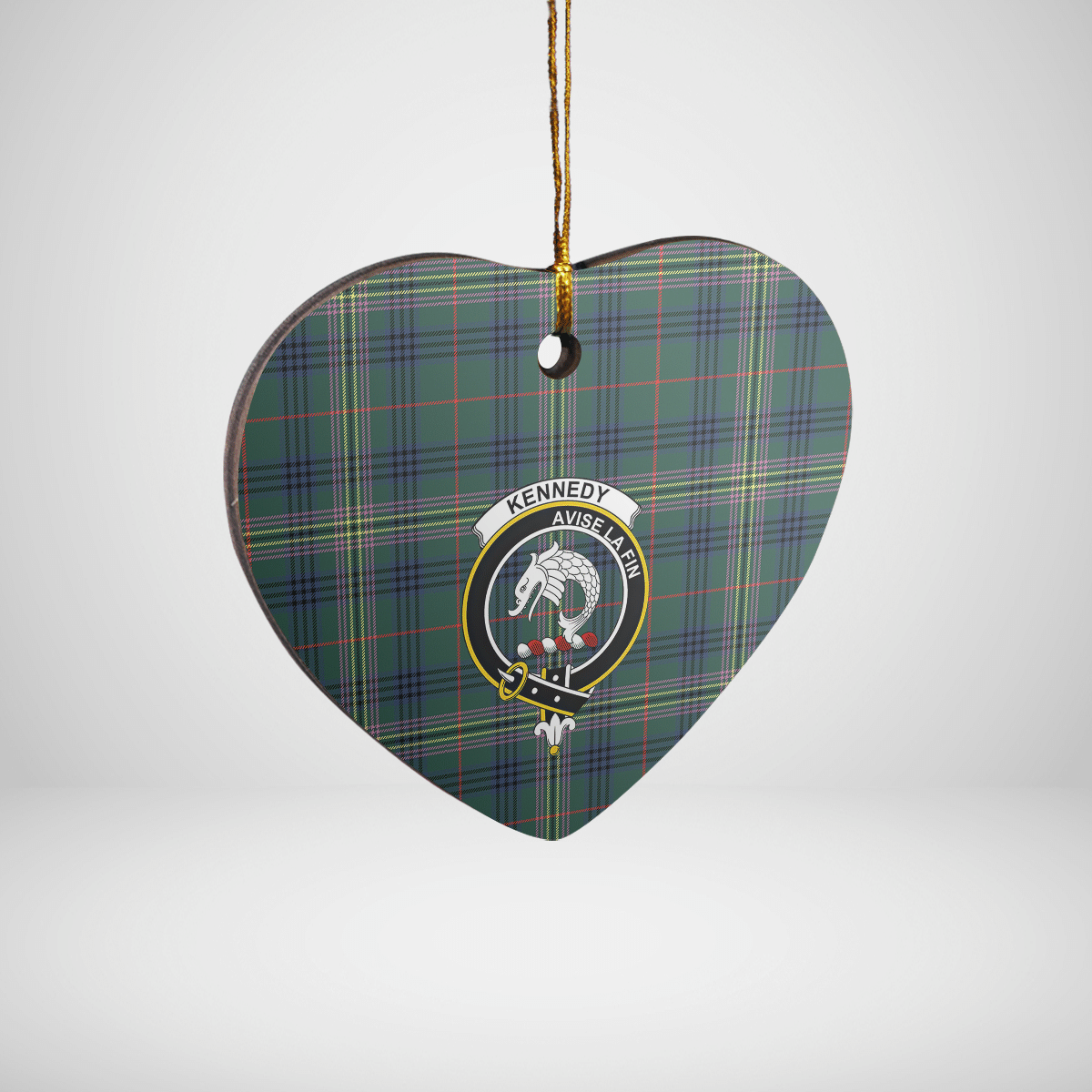 Clan Kennedy Modern Tartan Crest Heart Ceramic Ornament GX94 Kennedy Modern Tartan Tartan Christmas   