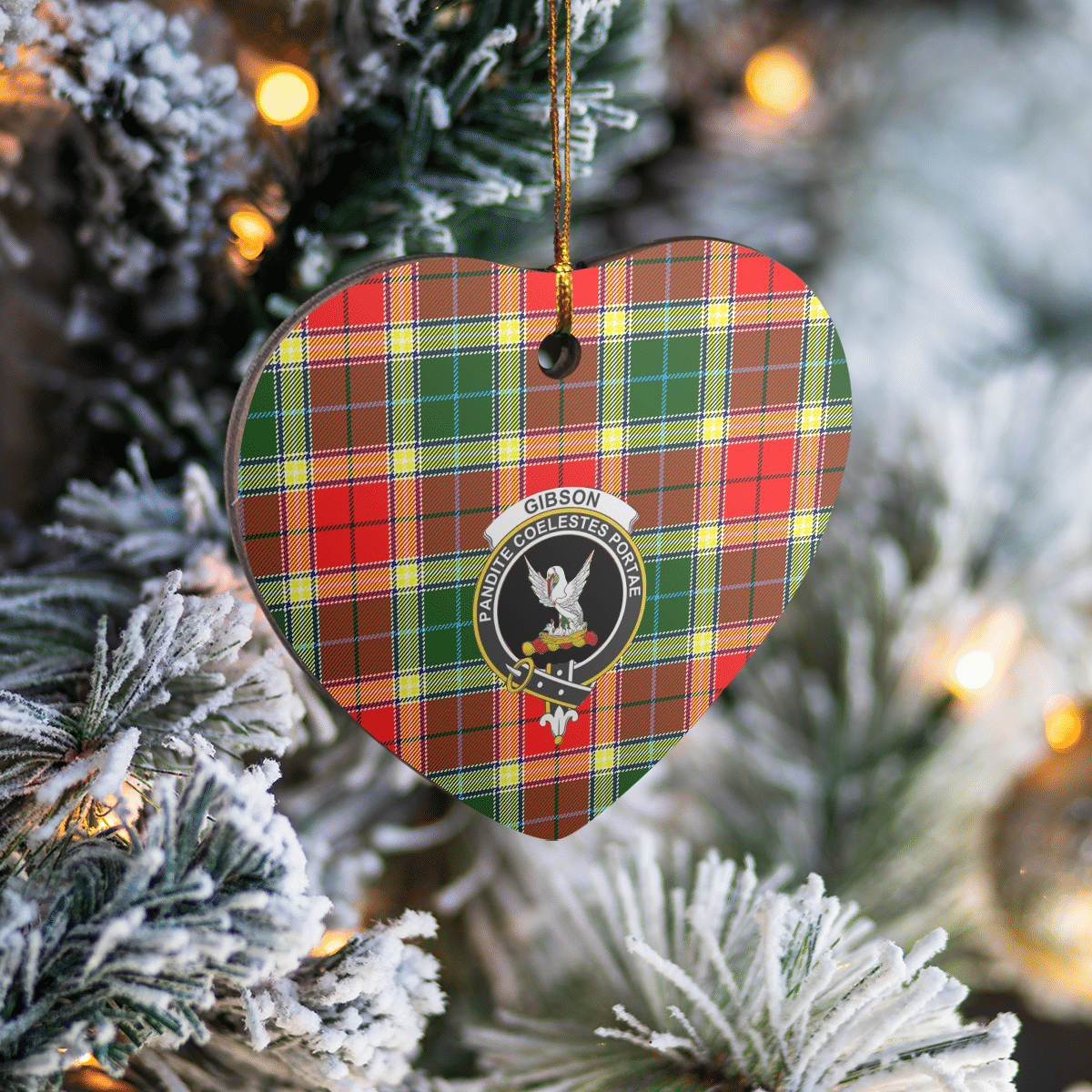 Clan Gibbs Tartan Crest Heart Ceramic Ornament UP39 Gibbs Tartan Tartan Christmas   