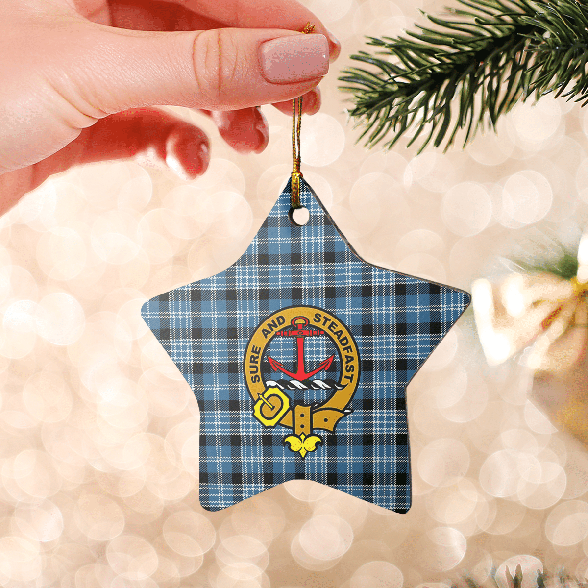 Clan Clark Ancient Tartan Crest Star Ceramic Ornament ZR86 Clark Ancient Tartan Tartan Christmas   