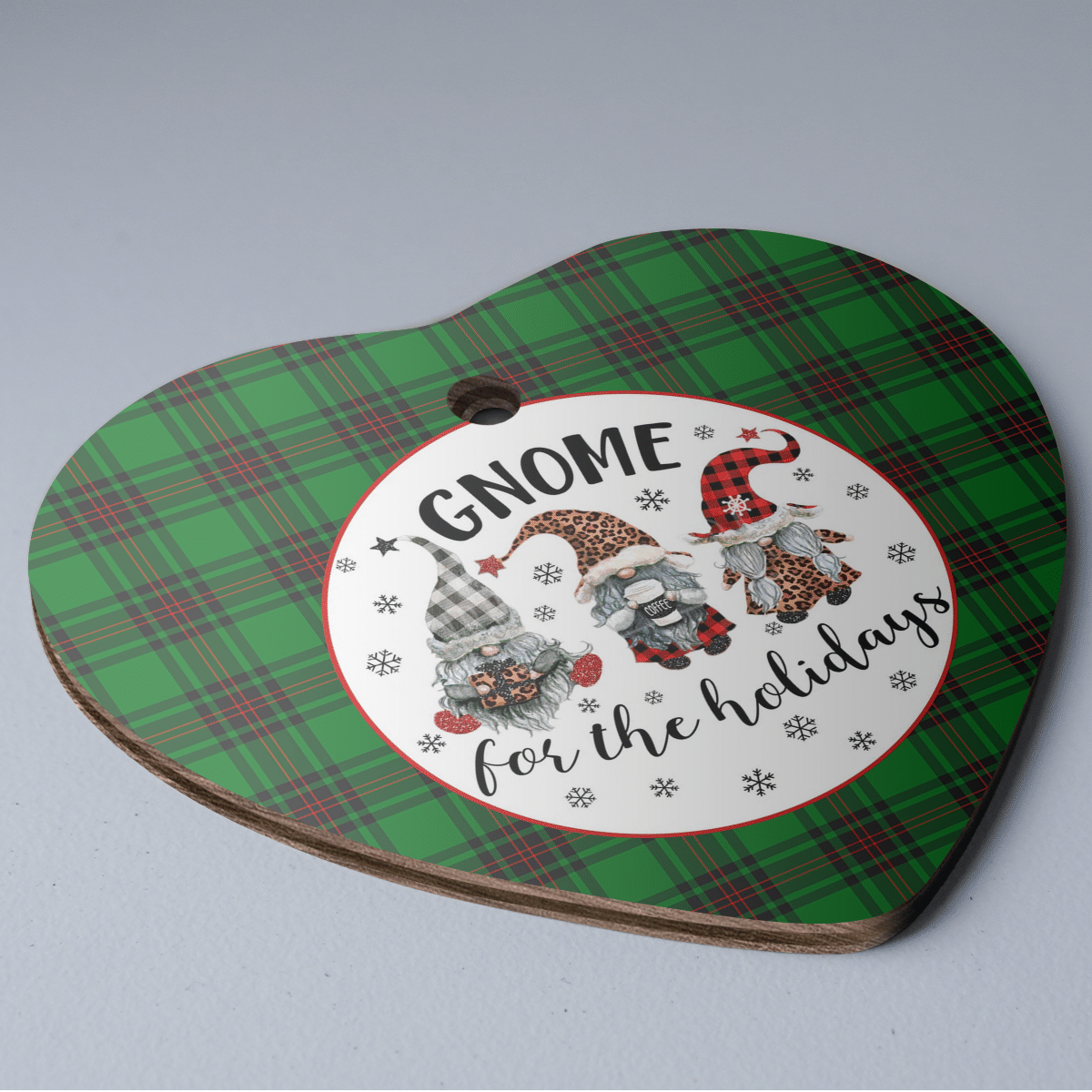 Clan Logie Tartan Tartan Crest Gnome Heart Ceramic Ornament MO42 Logie Tartan Tartan Christmas   