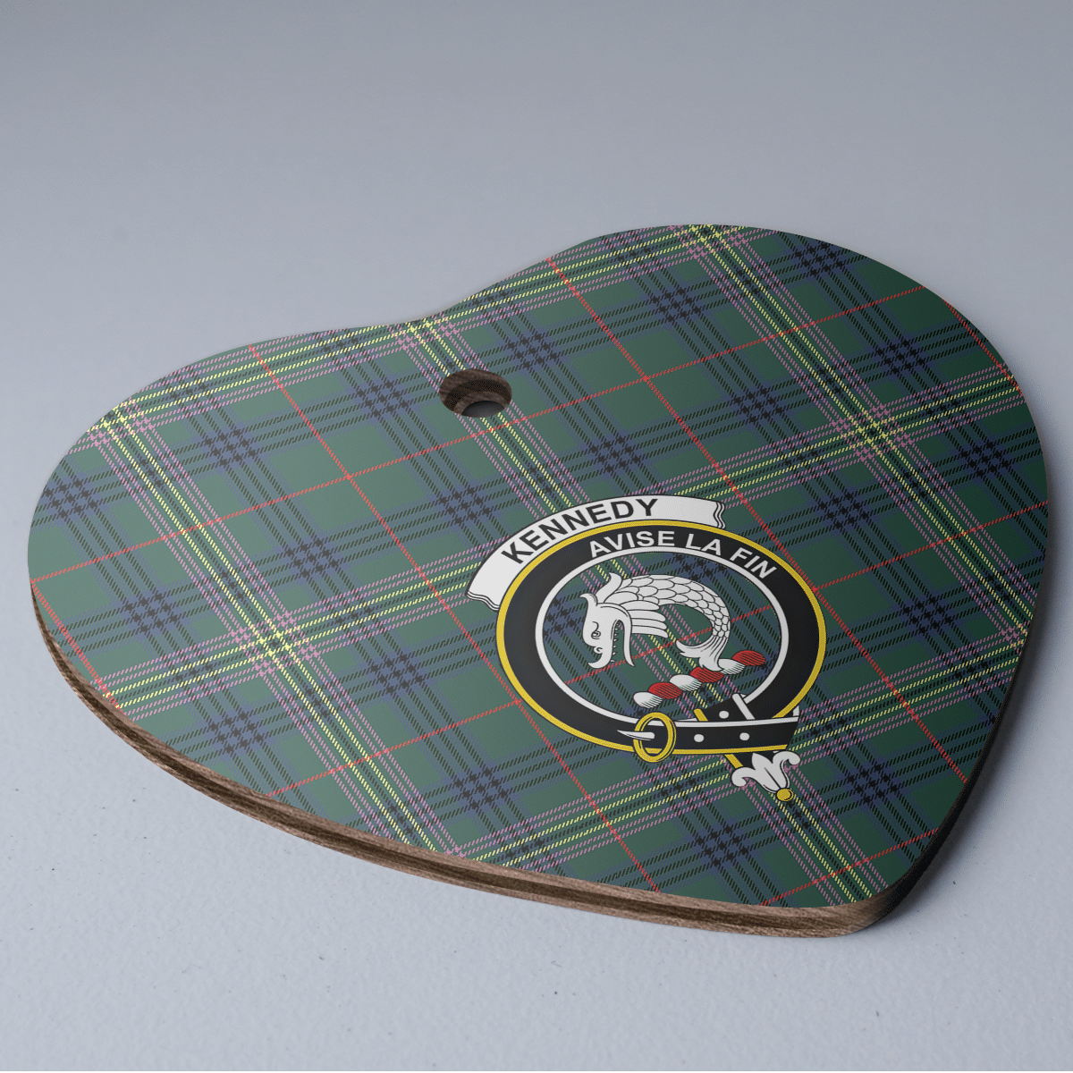 Clan Kennedy Modern Tartan Crest Heart Ceramic Ornament GX94 Kennedy Modern Tartan Tartan Christmas   