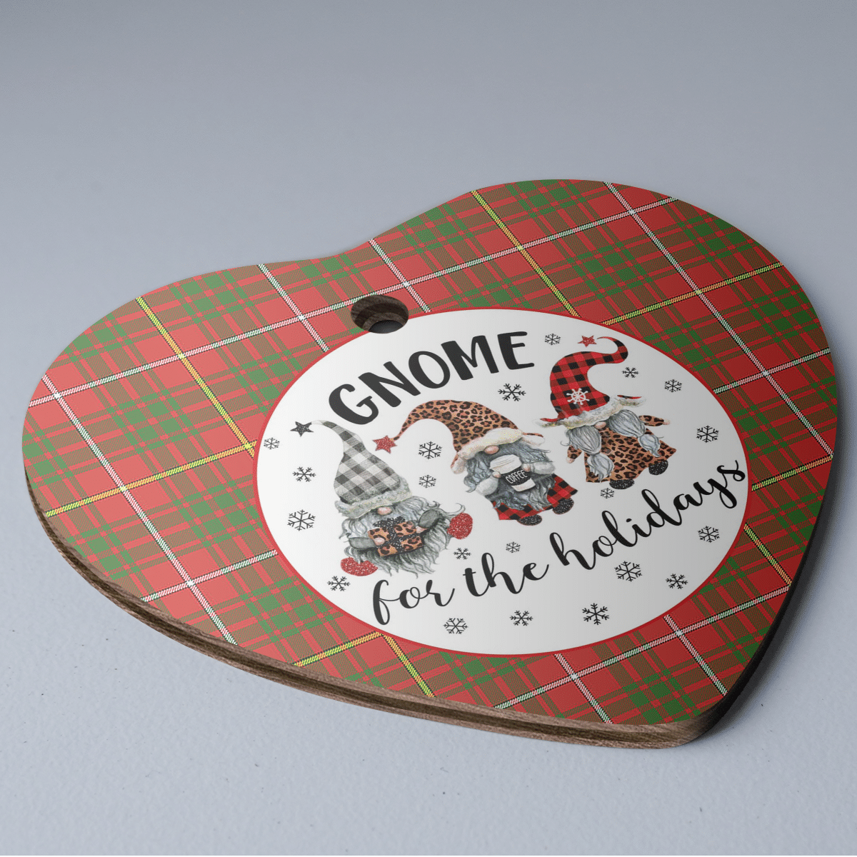 Clan Carruthers Tartan Tartan Crest Gnome Heart Ceramic Ornament SO91 Carruthers Tartan Tartan Christmas   