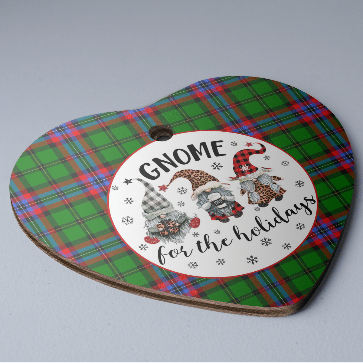 Clan McGeachie Tartan Tartan Crest Gnome Heart Ceramic Ornament YL33 McGeachie Tartan Tartan Christmas   