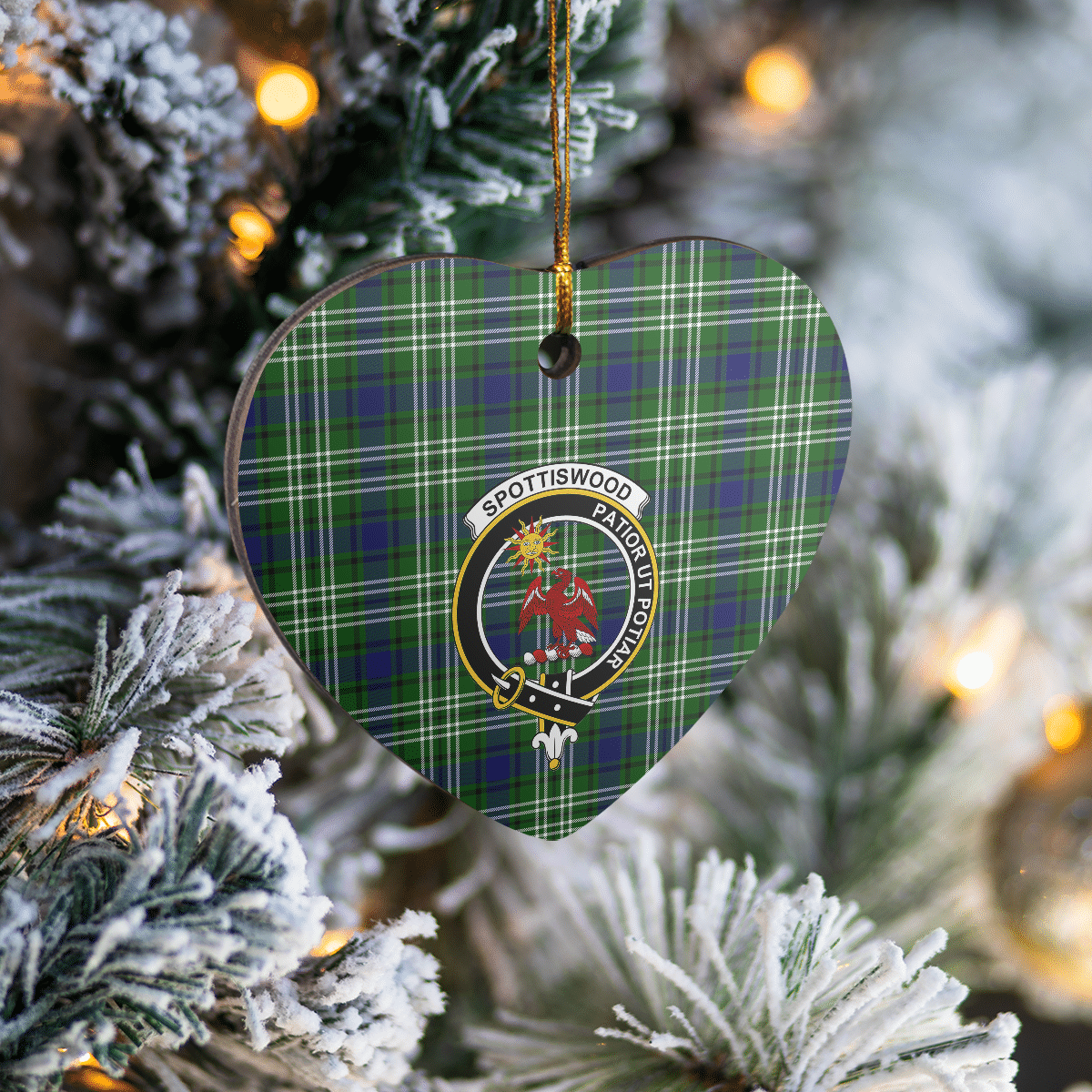 Clan Spottiswood (Tweedside) Tartan Crest Heart Ceramic Ornament JZ30 Spottiswood (Tweedside) Tartan Tartan Christmas   