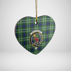 Clan Spottiswood (Tweedside) Tartan Crest Heart Ceramic Ornament JZ30 Spottiswood (Tweedside) Tartan Tartan Christmas   