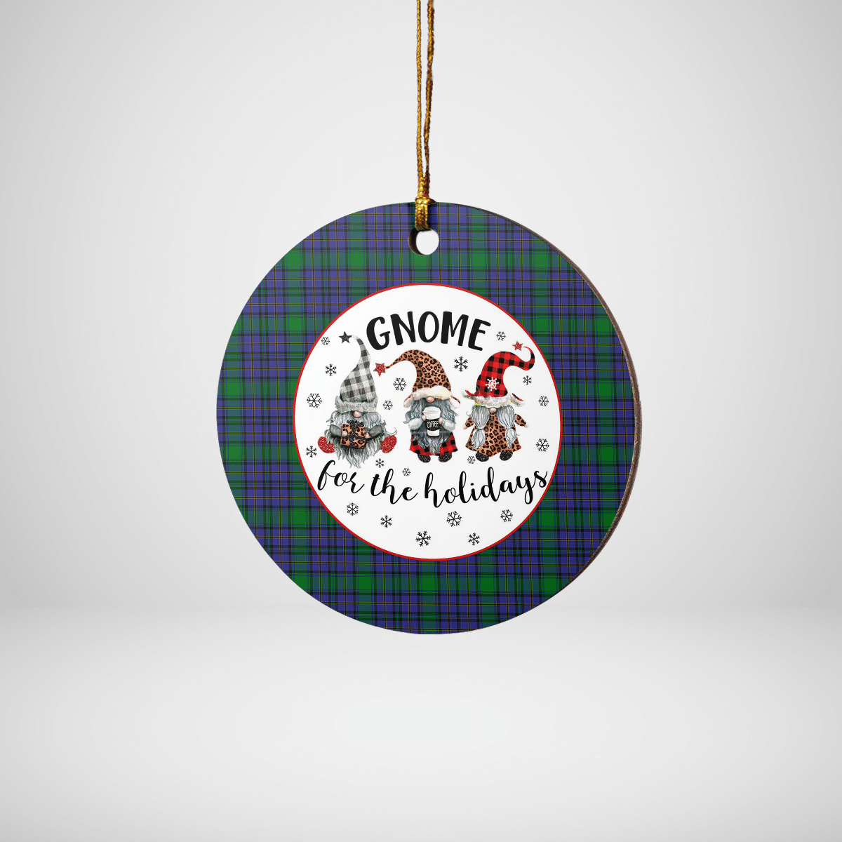 Clan Hope Tartan Tartan Crest Gnome Round Ceramic Ornament CH95 Hope Tartan Tartan Christmas   