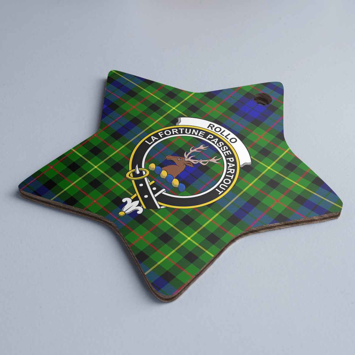 Clan Rollo Tartan Crest Star Ceramic Ornament CF86 Rollo Tartan Tartan Christmas   