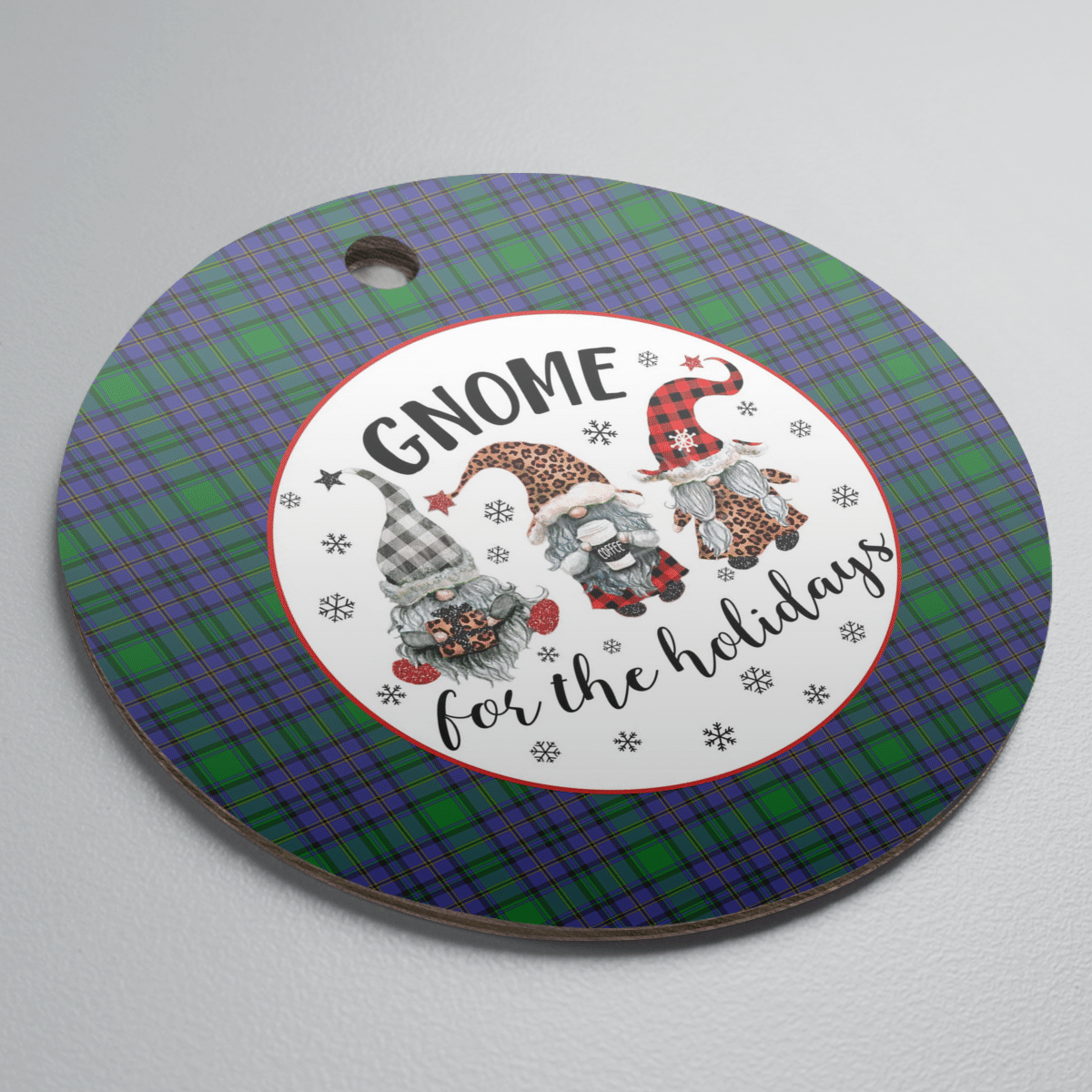 Clan Hope Tartan Tartan Crest Gnome Round Ceramic Ornament CH95 Hope Tartan Tartan Christmas   