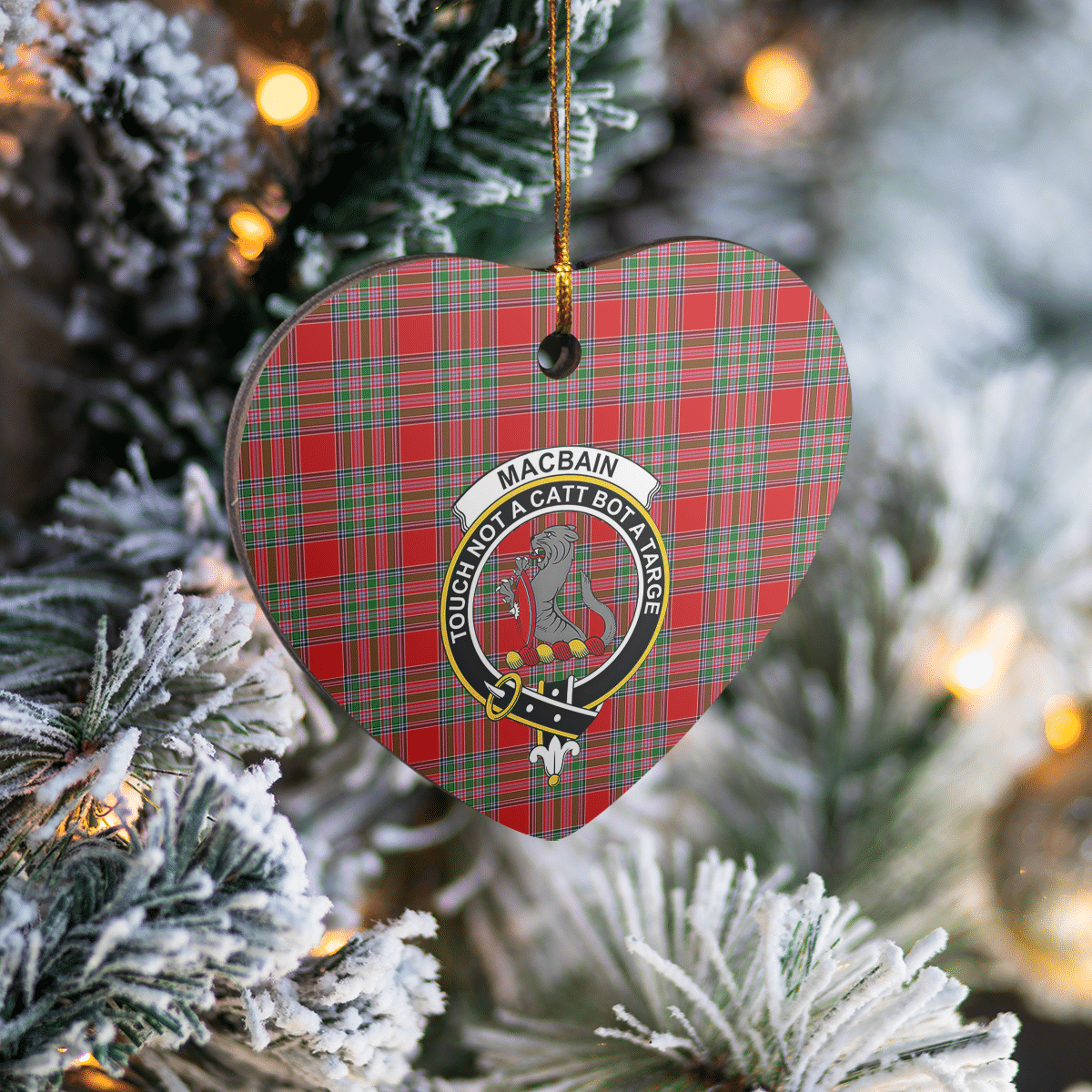 Clan MacBain Tartan Crest Heart Ceramic Ornament FD87 MacBain Tartan Tartan Christmas   