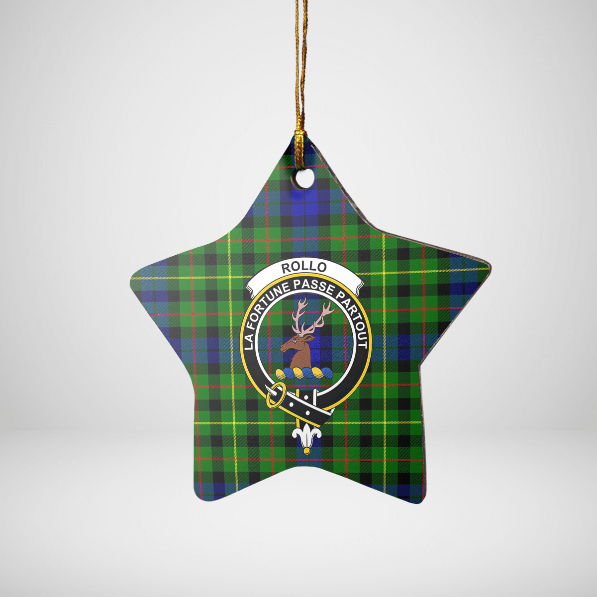 Clan Rollo Tartan Crest Star Ceramic Ornament CF86 Rollo Tartan Tartan Christmas   