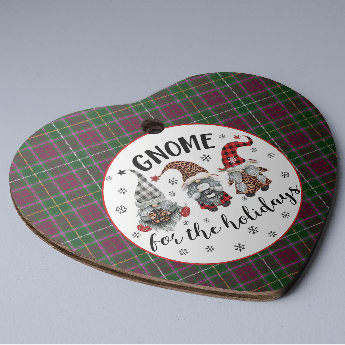 Clan Crosbie Tartan Tartan Crest Gnome Heart Ceramic Ornament YL40 Crosbie Tartan Tartan Christmas   