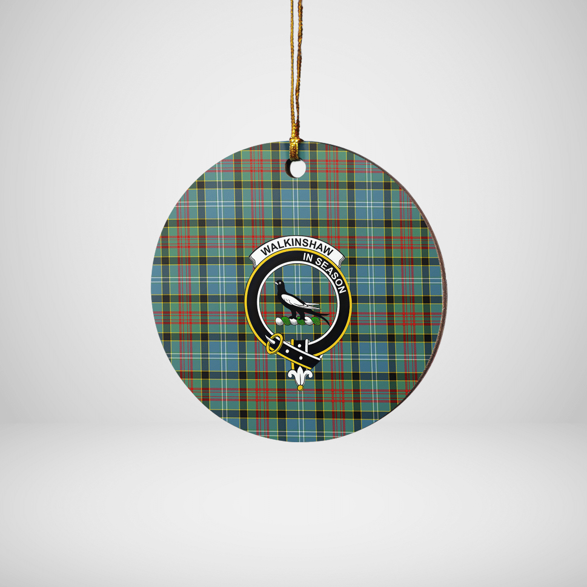 Clan Walkinshaw Tartan Crest Round Ceramic Ornament KK60 Walkinshaw Tartan Tartan Christmas   