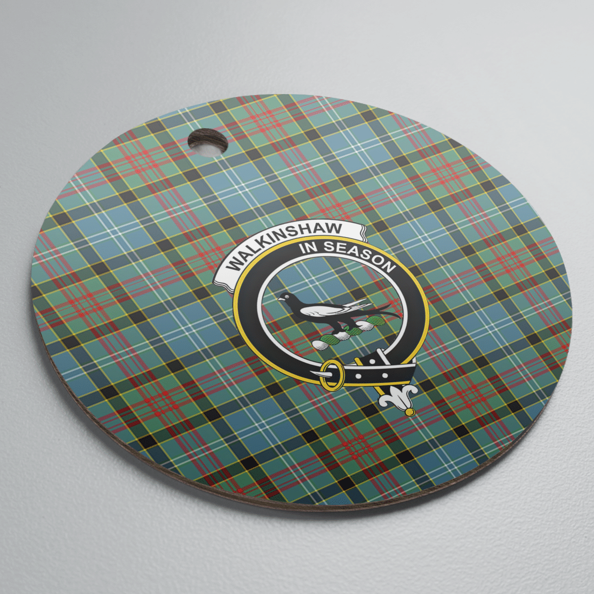 Clan Walkinshaw Tartan Crest Round Ceramic Ornament KK60 Walkinshaw Tartan Tartan Christmas   