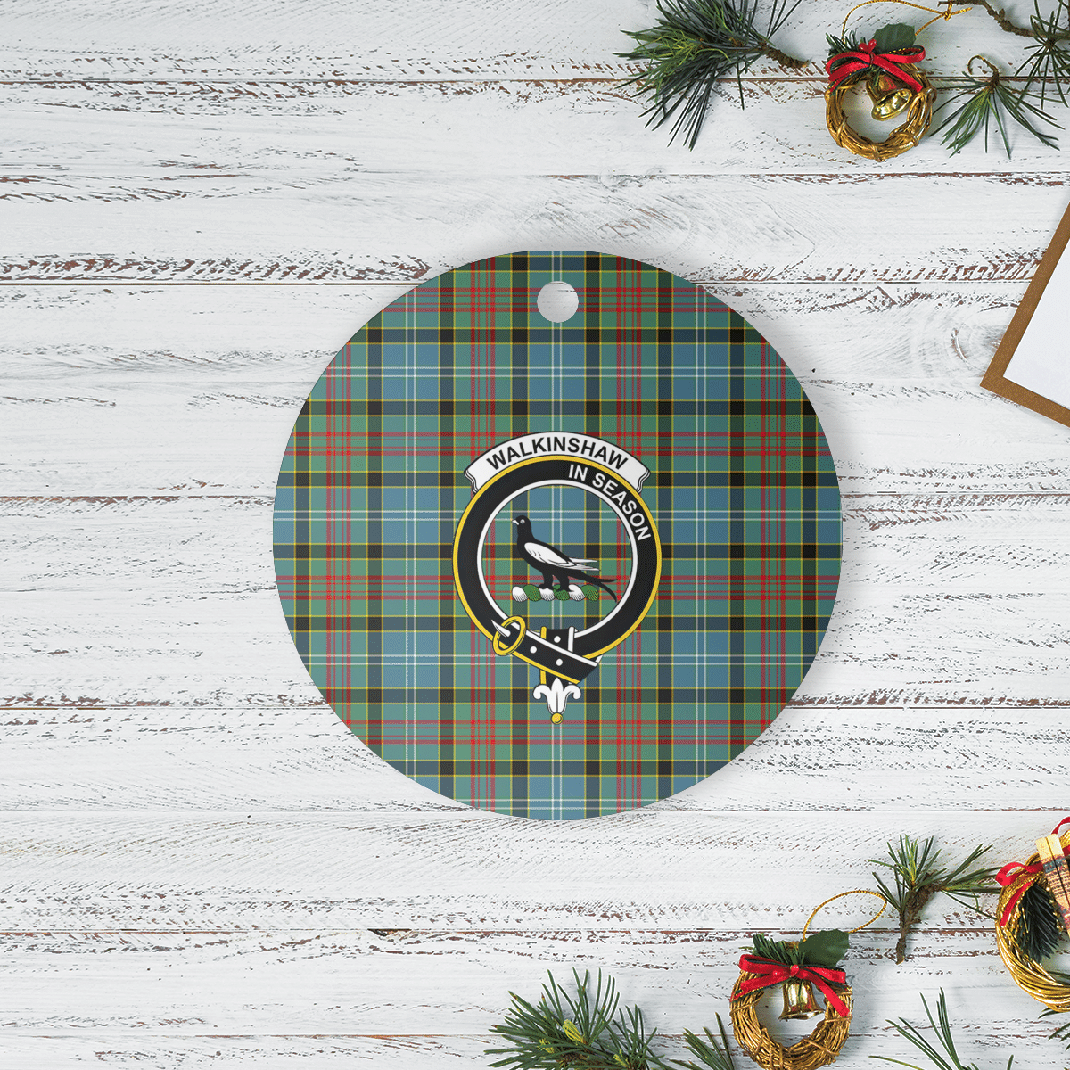 Clan Walkinshaw Tartan Crest Round Ceramic Ornament KK60 Walkinshaw Tartan Tartan Christmas   