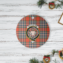 Clan MacFarlane Ancient Tartan Crest Round Ceramic Ornament RF86 MacFarlane Ancient Tartan Tartan Christmas   