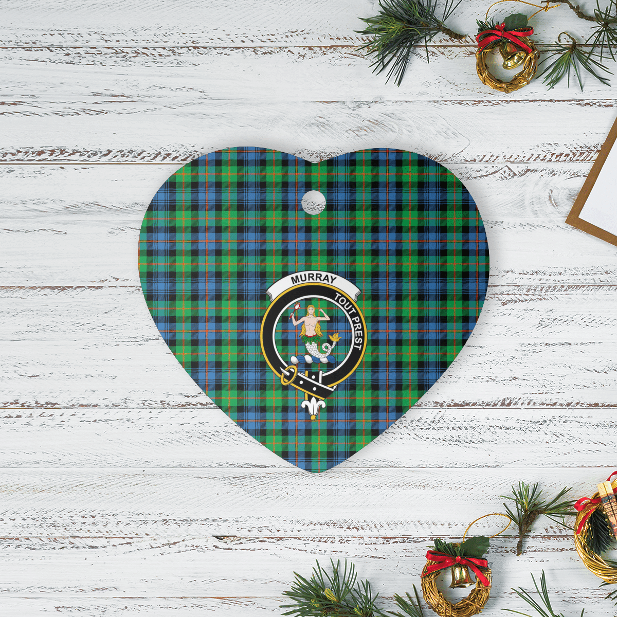 Clan Murray of Atholl Ancient Tartan Crest Heart Ceramic Ornament MY86 Murray of Atholl Ancient Tartan Tartan Christmas   