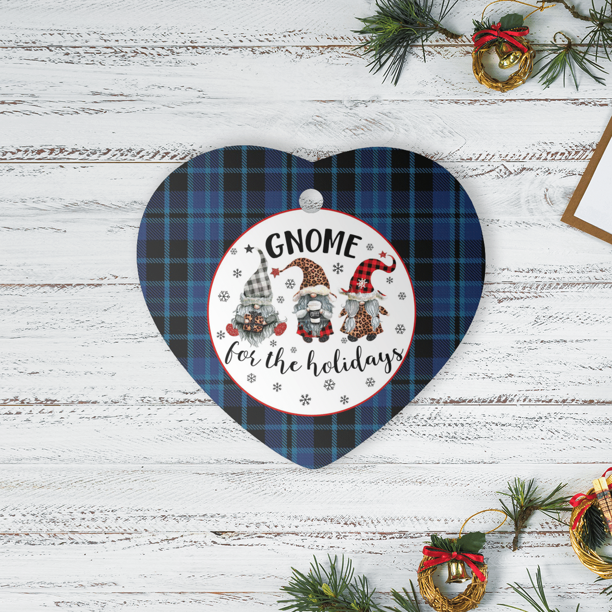 Clan Clark 2 Tartan Tartan Crest Gnome Heart Ceramic Ornament DY43 Clark 2 Tartan Tartan Christmas   