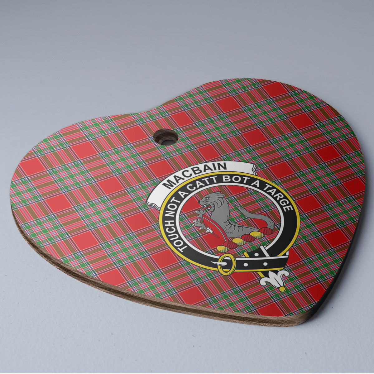 Clan MacBain Tartan Crest Heart Ceramic Ornament FD87 MacBain Tartan Tartan Christmas   