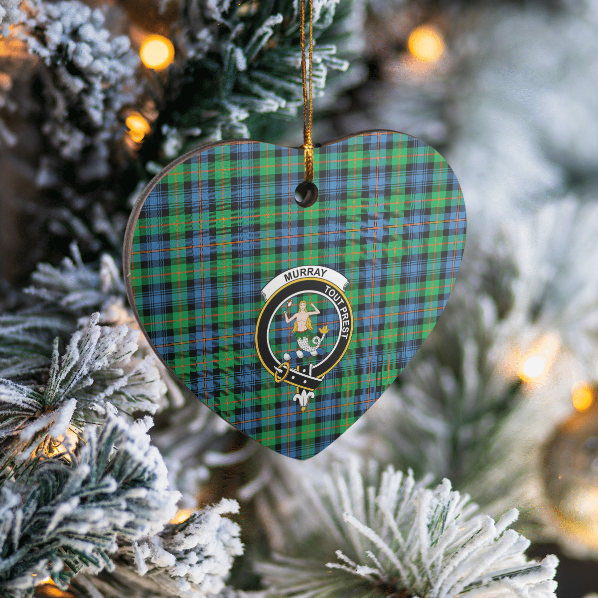 Clan Murray of Atholl Ancient Tartan Crest Heart Ceramic Ornament MY86 Murray of Atholl Ancient Tartan Tartan Christmas   