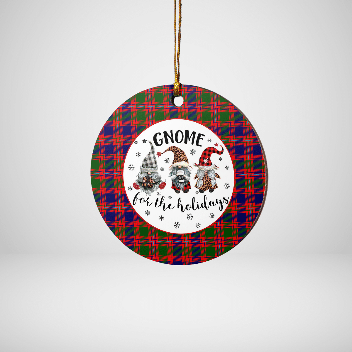 Clan MacIntyre Modern Tartan Tartan Crest Gnome Round Ceramic Ornament VR34 MacIntyre Modern Tartan Tartan Christmas   