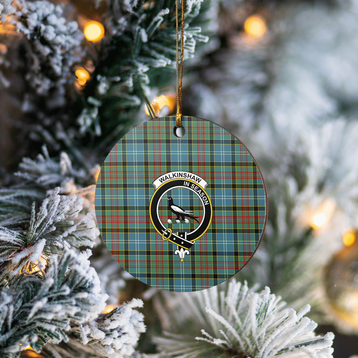 Clan Walkinshaw Tartan Crest Round Ceramic Ornament KK60 Walkinshaw Tartan Tartan Christmas   