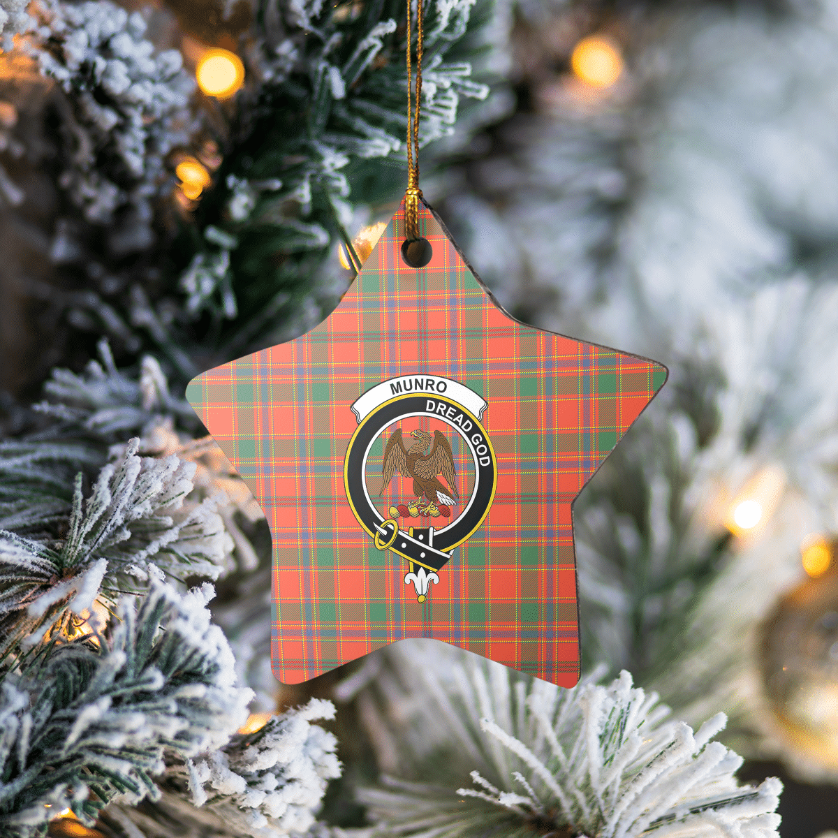 Clan Munro Ancient Tartan Crest Star Ceramic Ornament XW80 Munro Ancient Tartan Tartan Christmas   