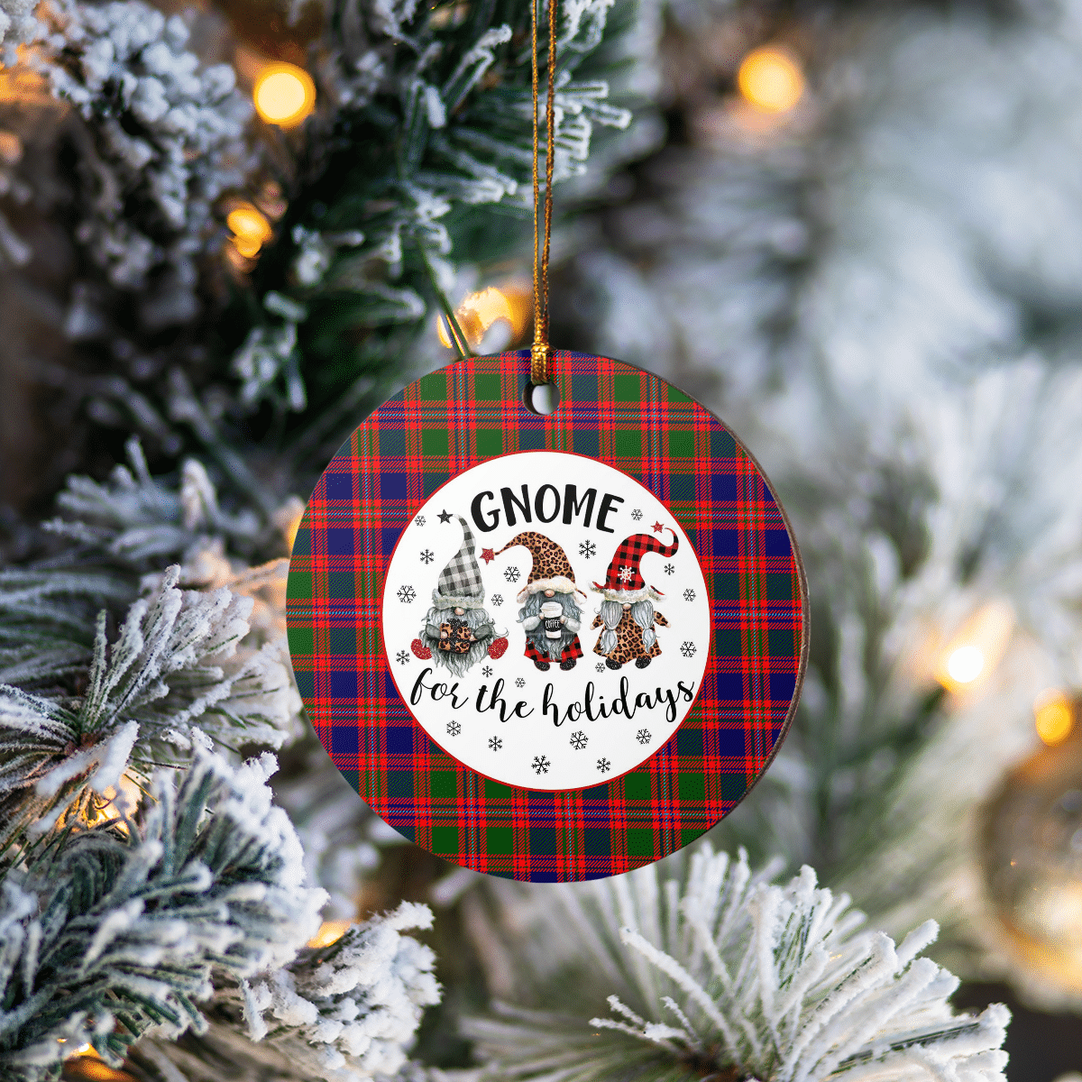 Clan MacIntyre Modern Tartan Tartan Crest Gnome Round Ceramic Ornament VR34 MacIntyre Modern Tartan Tartan Christmas   