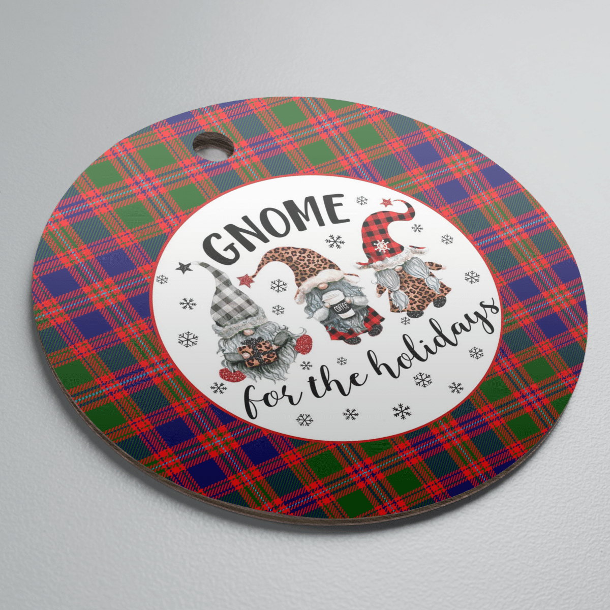 Clan MacIntyre Modern Tartan Tartan Crest Gnome Round Ceramic Ornament VR34 MacIntyre Modern Tartan Tartan Christmas   