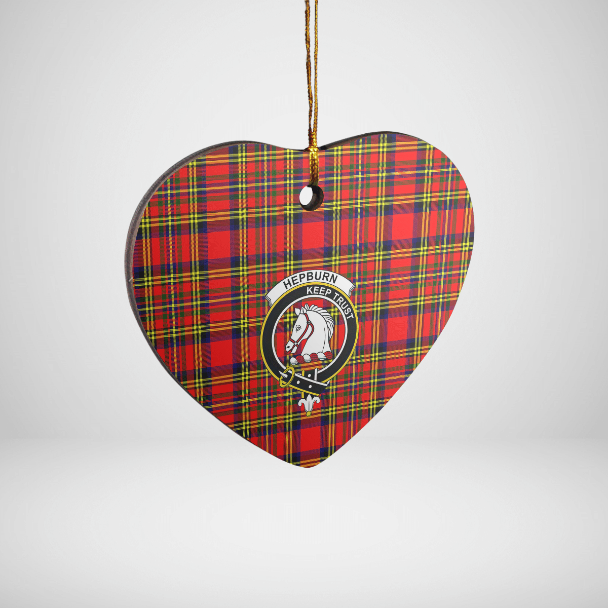 Clan Hepburn Tartan Crest Heart Ceramic Ornament NV67 Hepburn Tartan Tartan Christmas   