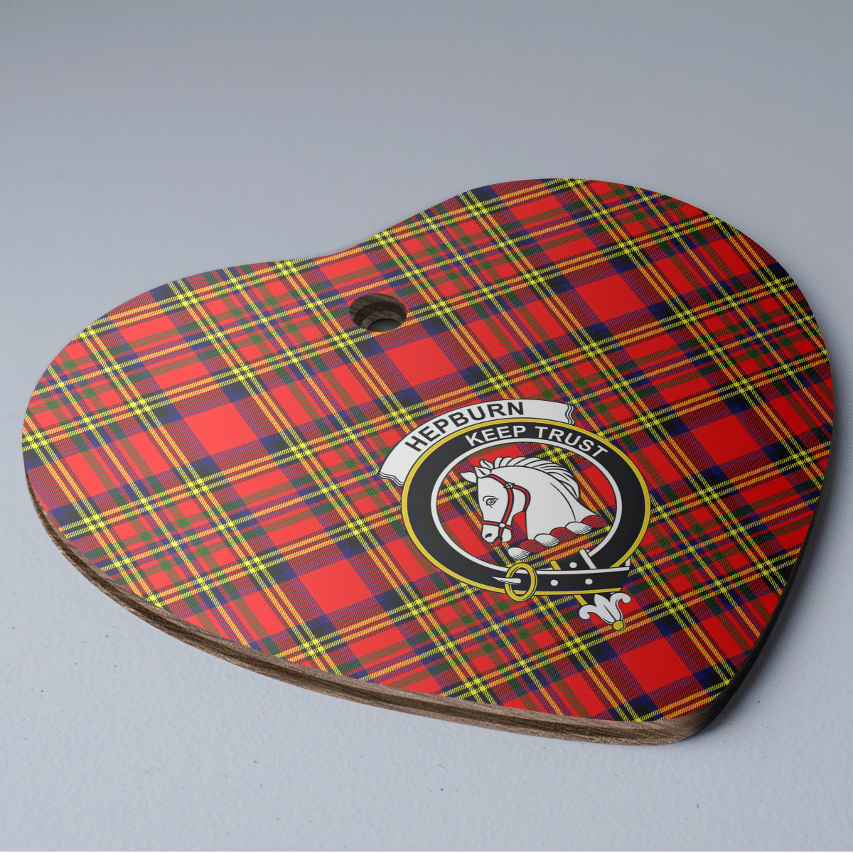 Clan Hepburn Tartan Crest Heart Ceramic Ornament NV67 Hepburn Tartan Tartan Christmas   