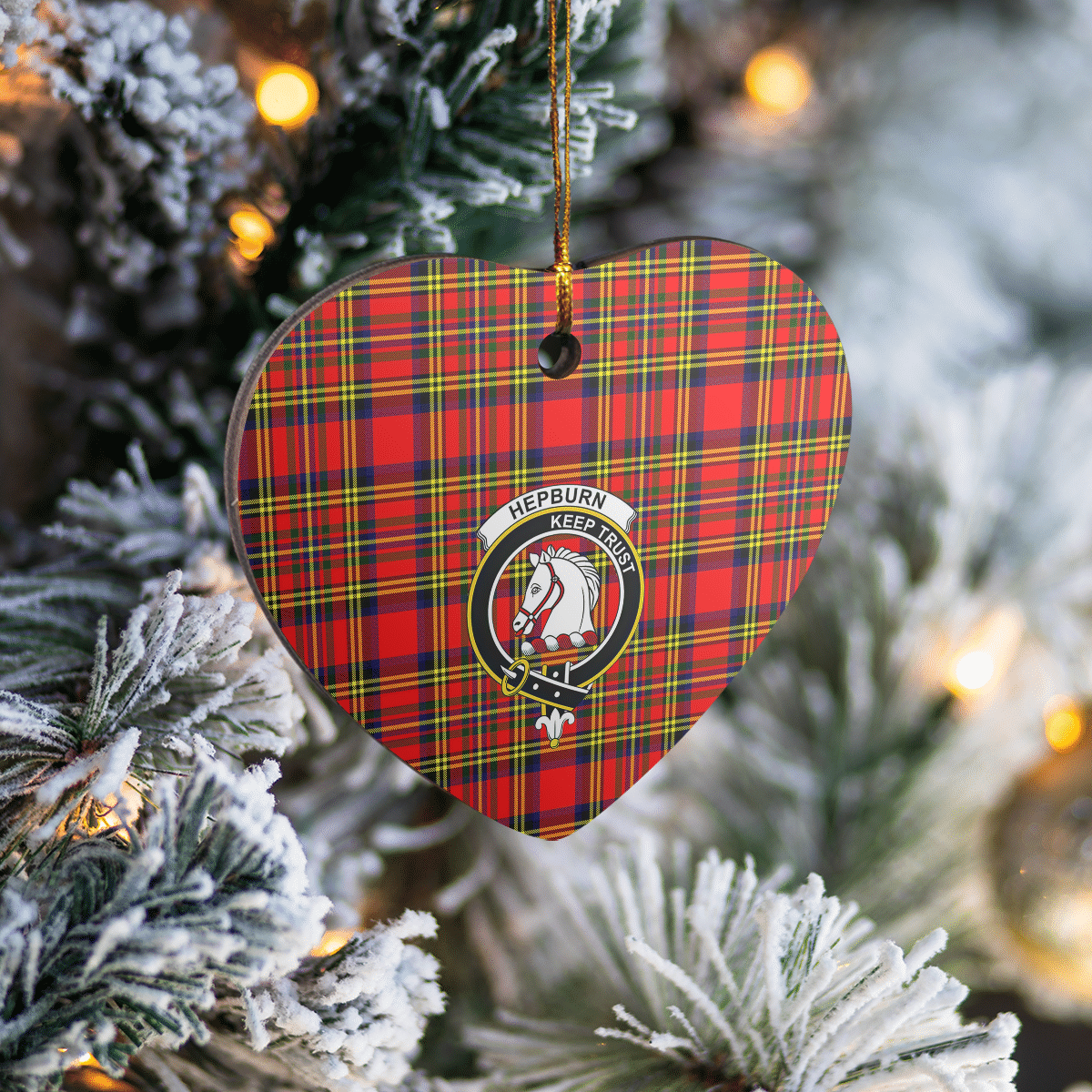 Clan Hepburn Tartan Crest Heart Ceramic Ornament NV67 Hepburn Tartan Tartan Christmas   