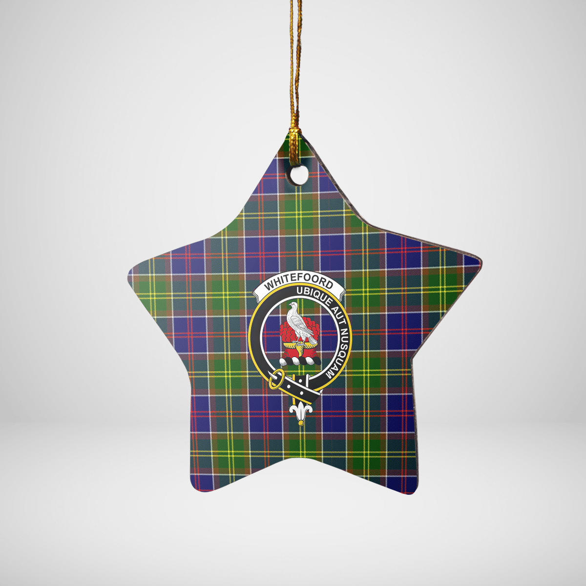 Clan Whitefoord Tartan Crest Star Ceramic Ornament UW74 Whitefoord Tartan Tartan Christmas   