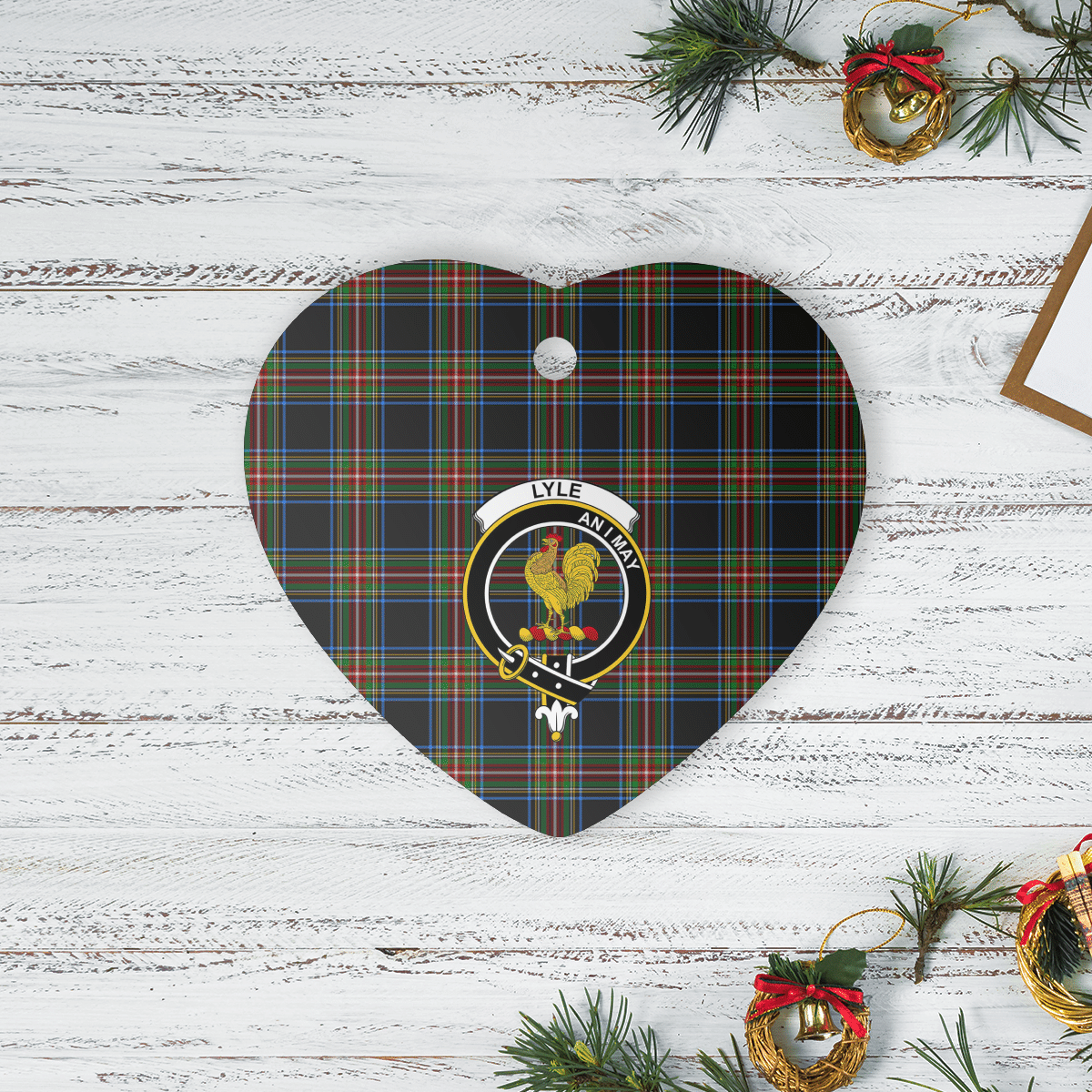 Clan Lyle Tartan Crest Heart Ceramic Ornament VR12 Lyle Tartan Tartan Christmas   