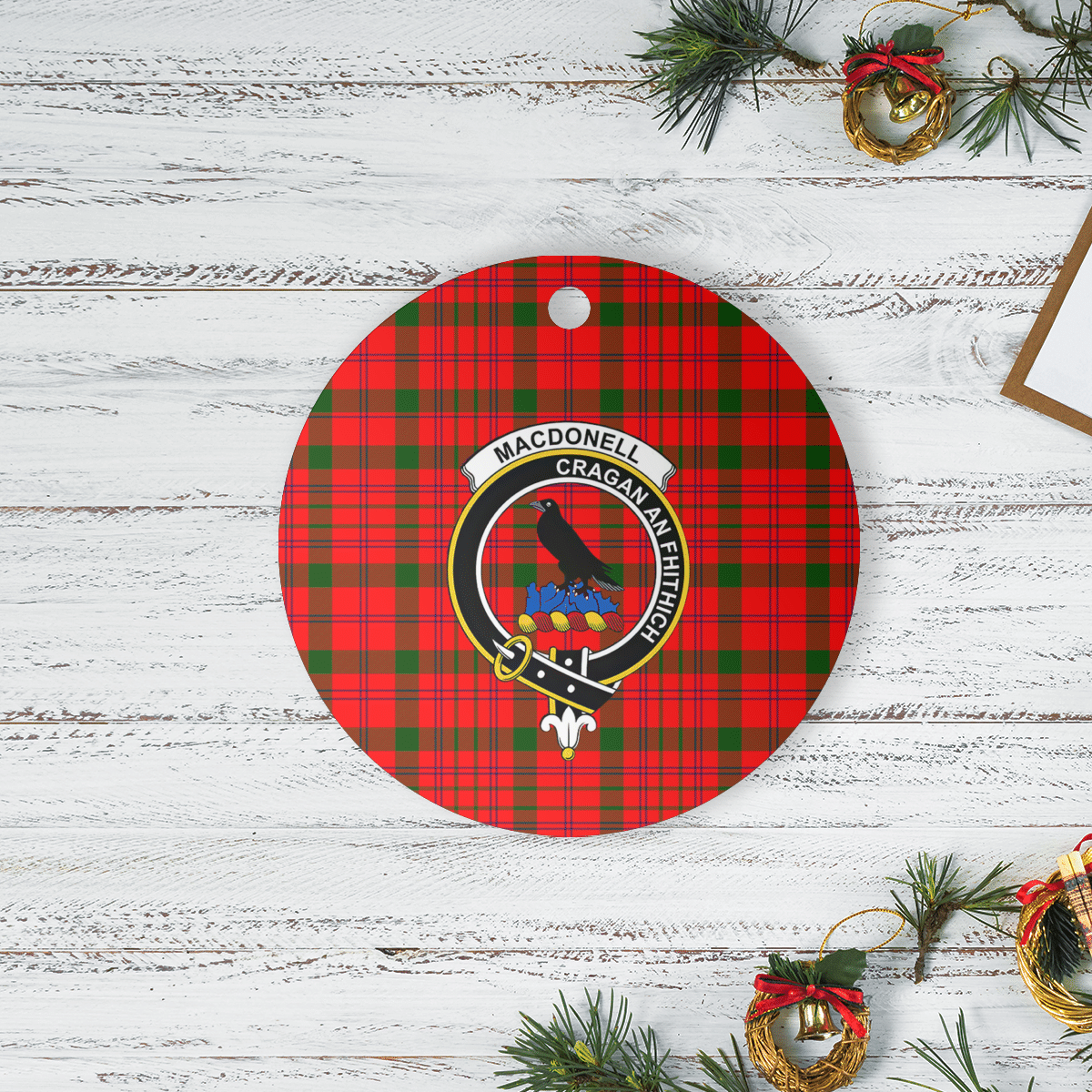 Clan MacDonnell of Keppoch Modern Tartan Crest Round Ceramic Ornament BR78 MacDonnell of Keppoch Modern Tartan Tartan Christmas   