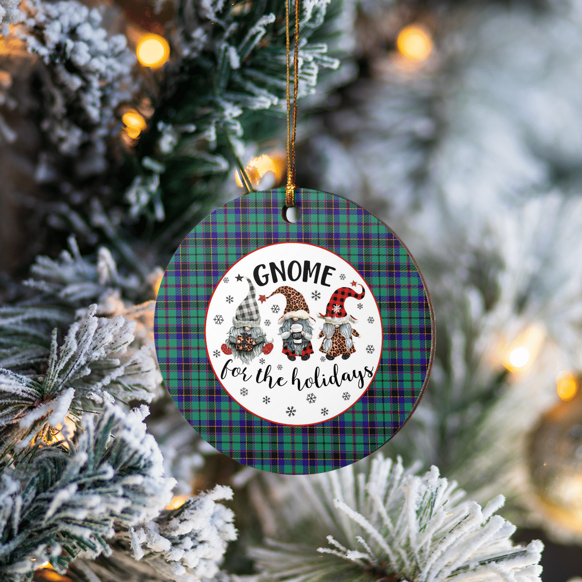 Clan Stevenson Tartan Tartan Crest Gnome Round Ceramic Ornament YU88 Stevenson Tartan Tartan Christmas   