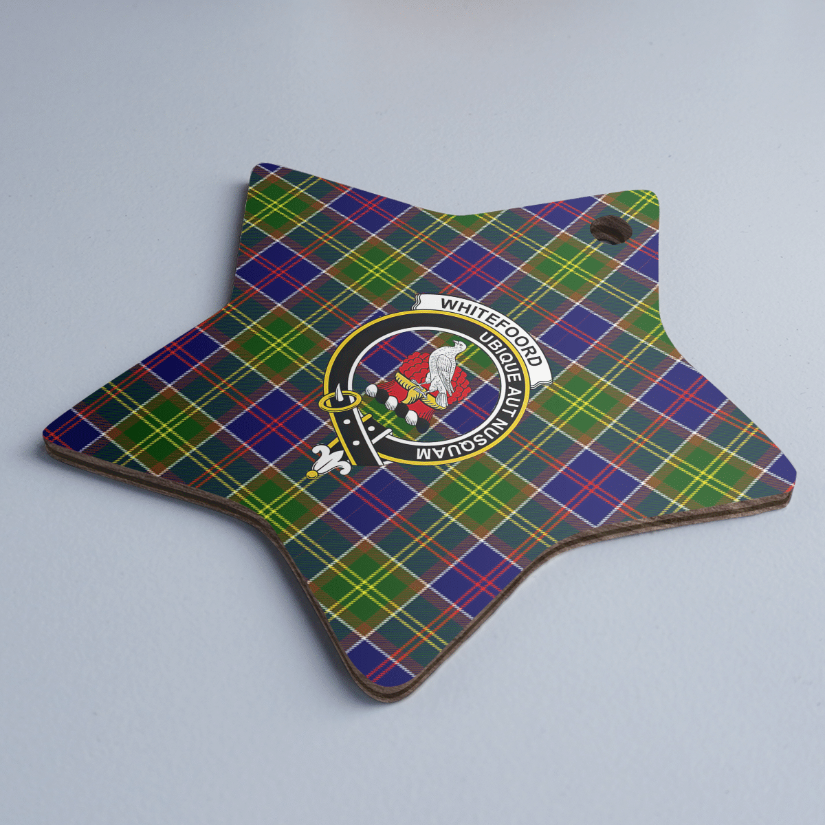 Clan Whitefoord Tartan Crest Star Ceramic Ornament UW74 Whitefoord Tartan Tartan Christmas   