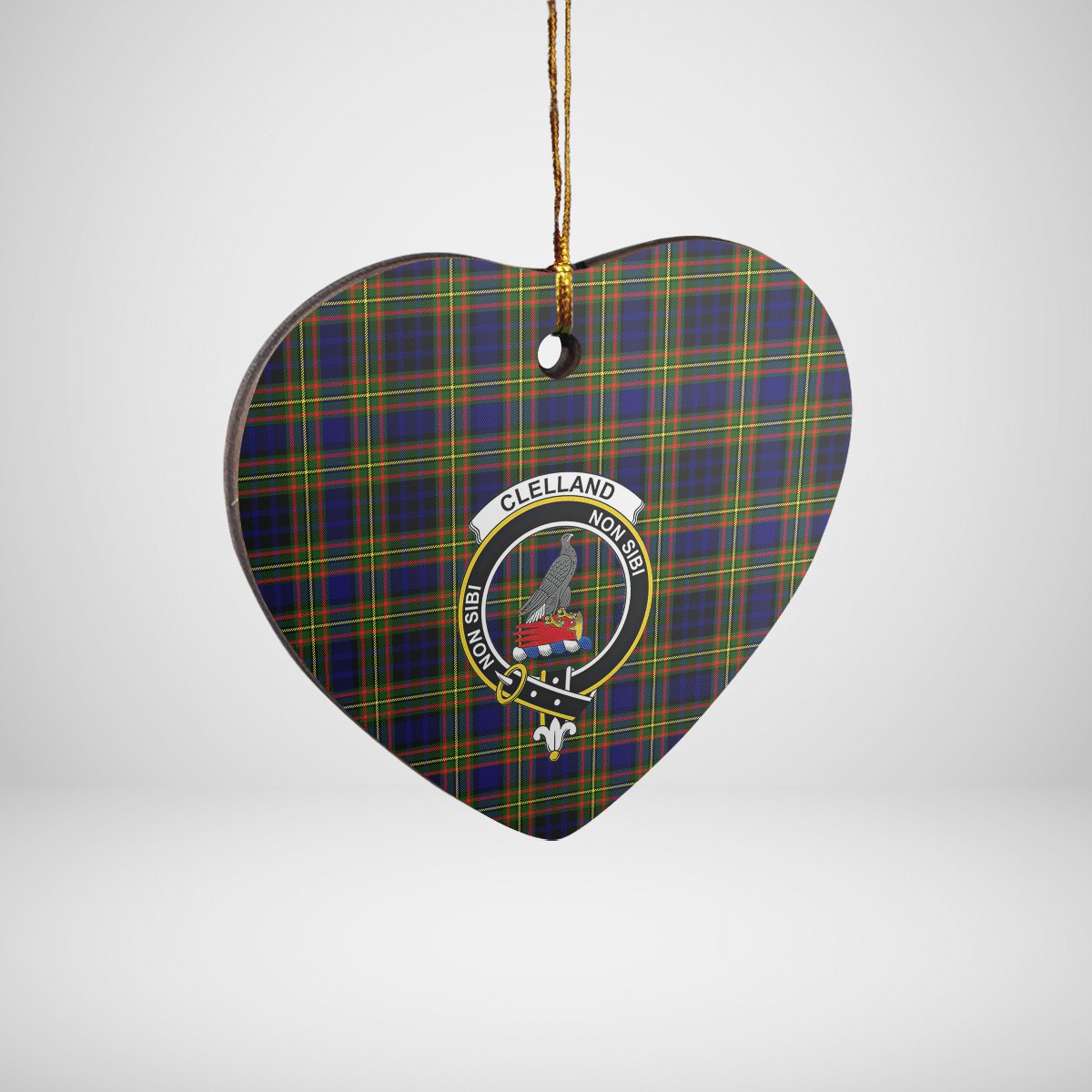 Clan Clelland Modern Tartan Crest Heart Ceramic Ornament ZK75 Clelland Modern Tartan Tartan Christmas   