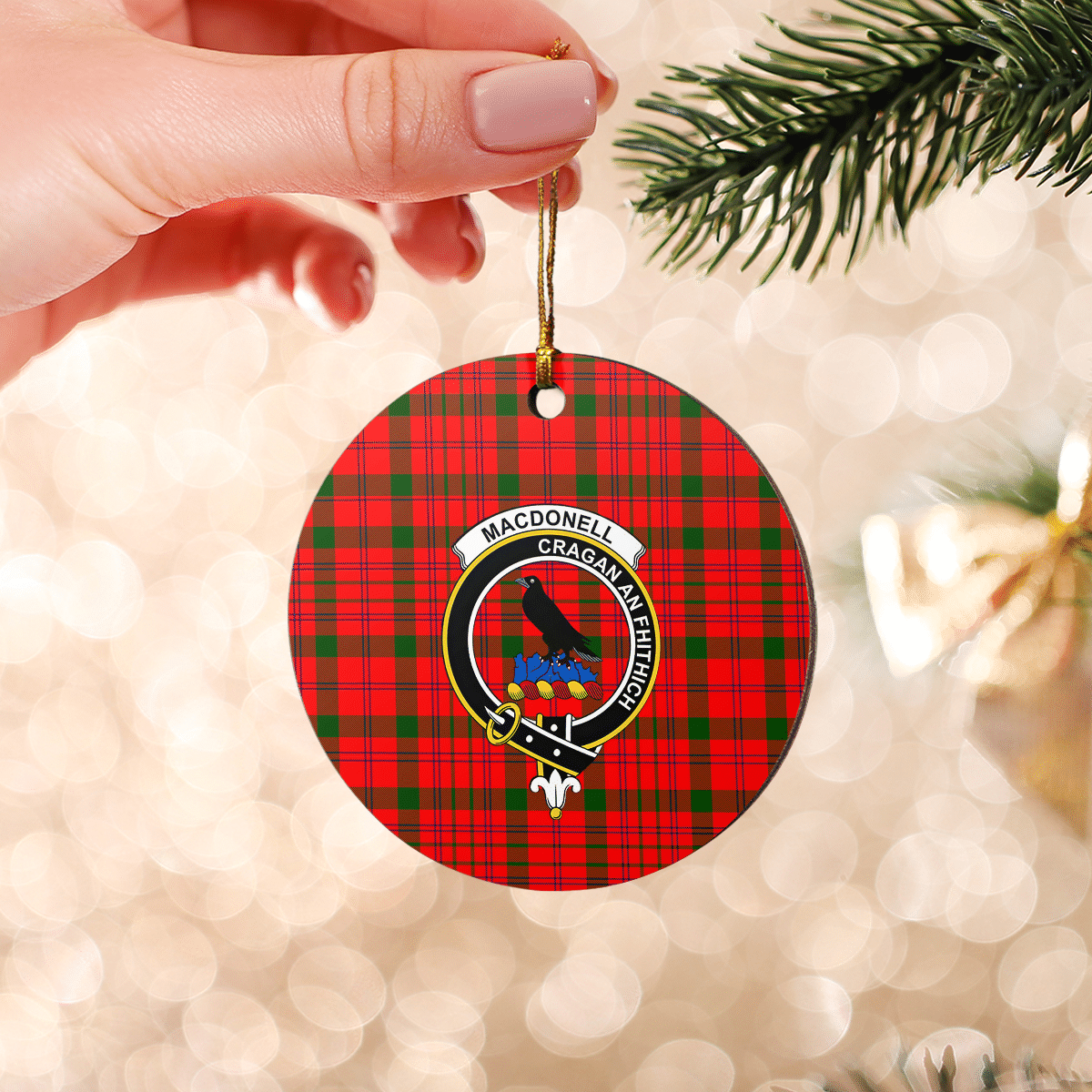 Clan MacDonnell of Keppoch Modern Tartan Crest Round Ceramic Ornament BR78 MacDonnell of Keppoch Modern Tartan Tartan Christmas   