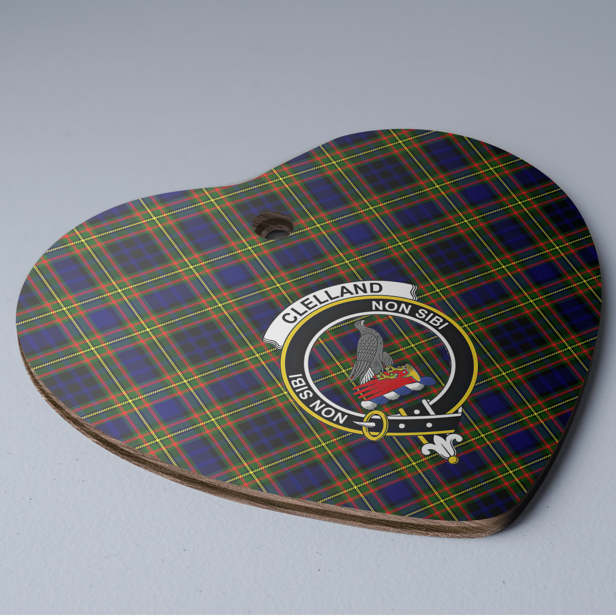 Clan Clelland Modern Tartan Crest Heart Ceramic Ornament ZK75 Clelland Modern Tartan Tartan Christmas   