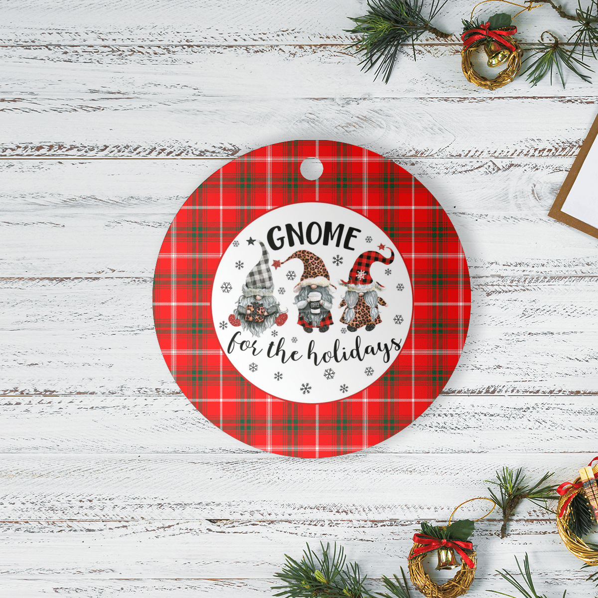 Clan Duke of Rothesay Modern Tartan Tartan Crest Gnome Round Ceramic Ornament FA63 Duke of Rothesay Modern Tartan Tartan Christmas   