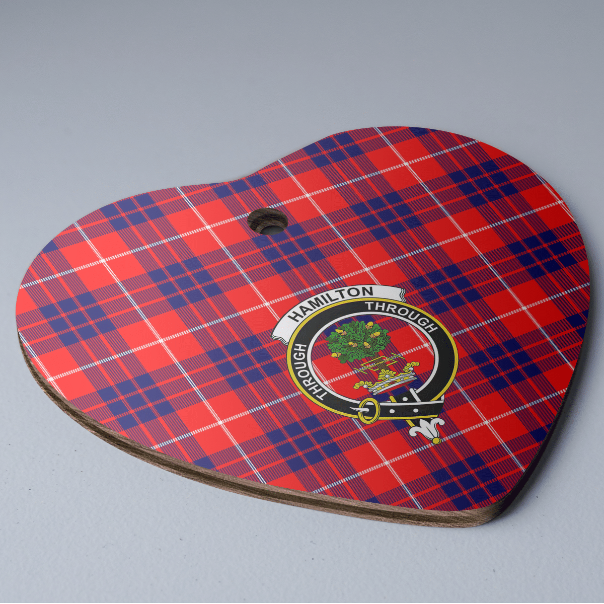 Clan Hamilton Modern Tartan Crest Heart Ceramic Ornament HL57 Hamilton Modern Tartan Tartan Christmas   