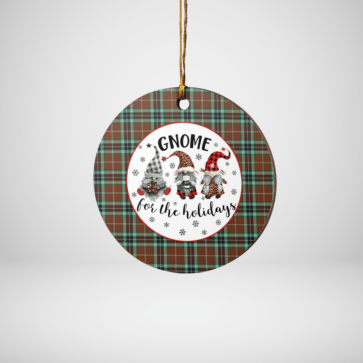 Clan Thomson Hunting Modern Tartan Tartan Crest Gnome Round Ceramic Ornament BJ65 Thomson Hunting Modern Tartan Tartan Christmas   