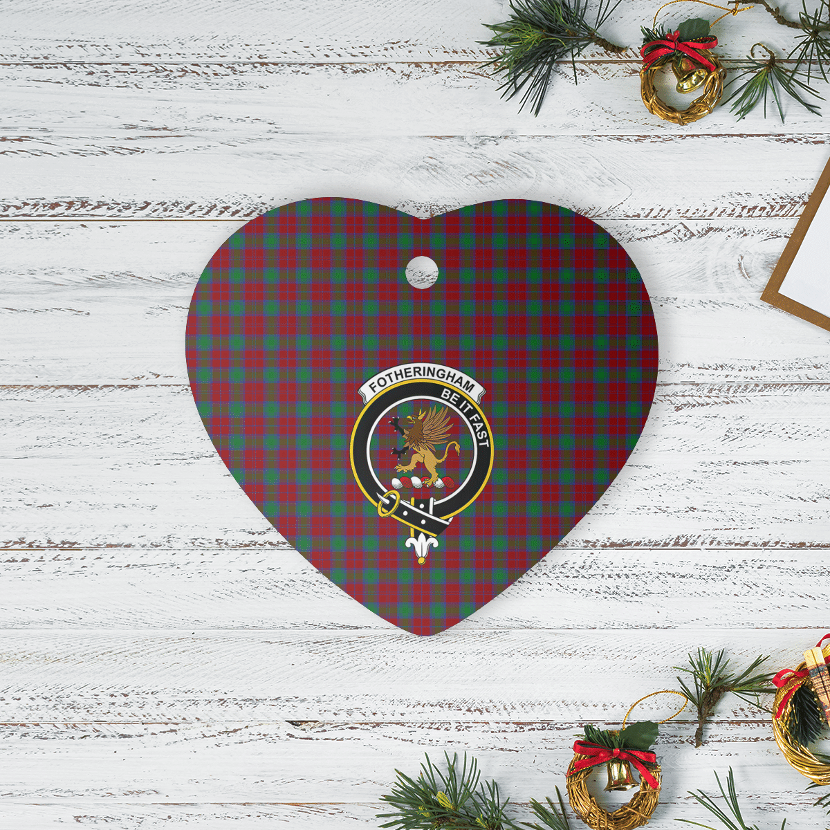 Clan Fotheringham Tartan Crest Heart Ceramic Ornament TH68 Fotheringham Tartan Tartan Christmas   