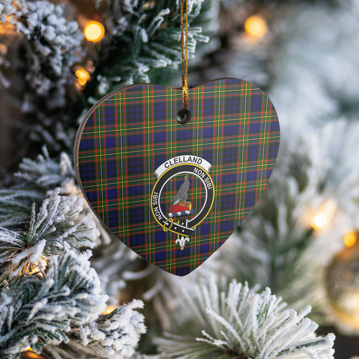 Clan Clelland Modern Tartan Crest Heart Ceramic Ornament ZK75 Clelland Modern Tartan Tartan Christmas   