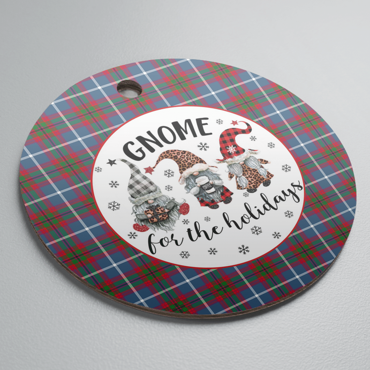 Clan Dalmahoy Tartan Tartan Crest Gnome Round Ceramic Ornament AP82 Dalmahoy Tartan Tartan Christmas   