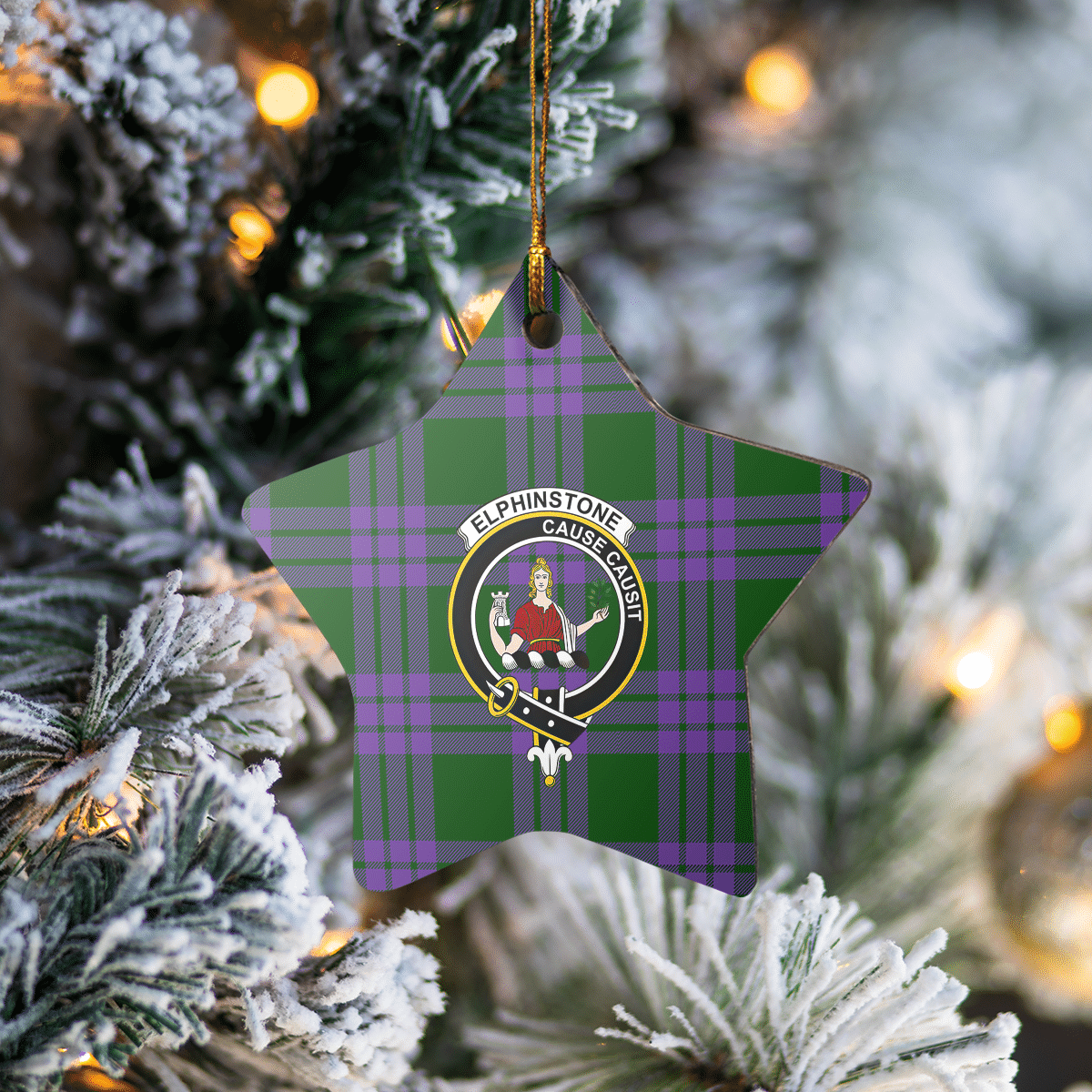 Clan Elphinstone Tartan Crest Star Ceramic Ornament JT77 Elphinstone Tartan Tartan Christmas   