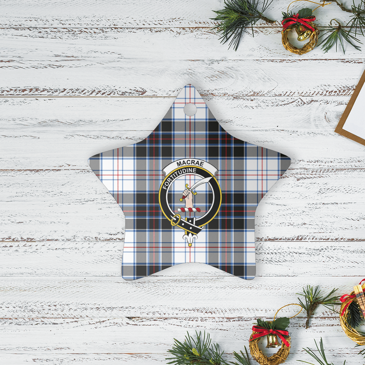 Clan MacRae Dress Modern Tartan Crest Star Ceramic Ornament MH82 MacRae Dress Modern Tartan Tartan Christmas   